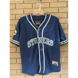 Blue "Stoners" Steve and Barry Baseball Jersey Funny 420 Size: Large